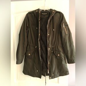 Olive green hooded jacket with rose gold hardware SZ XS EUC by Madden